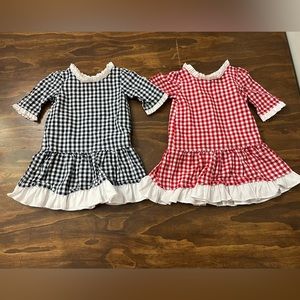 2 Anvy Kids Jenny Dresses Girls Size 2t Red/White & navy/white Check